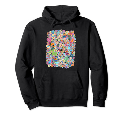 Colorful Hand Drawn Floral Boho Hoodie - Custom Art Print Men Women - T-Shirt, Sweatshirt, Hoodie