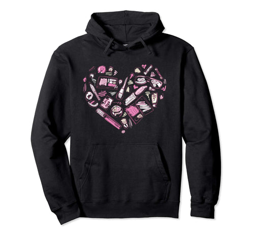 Makeup Heart Pattern Hoodie - Casual Everyday Wear for Adults - T-Shirt, Sweatshirt, Hoodie