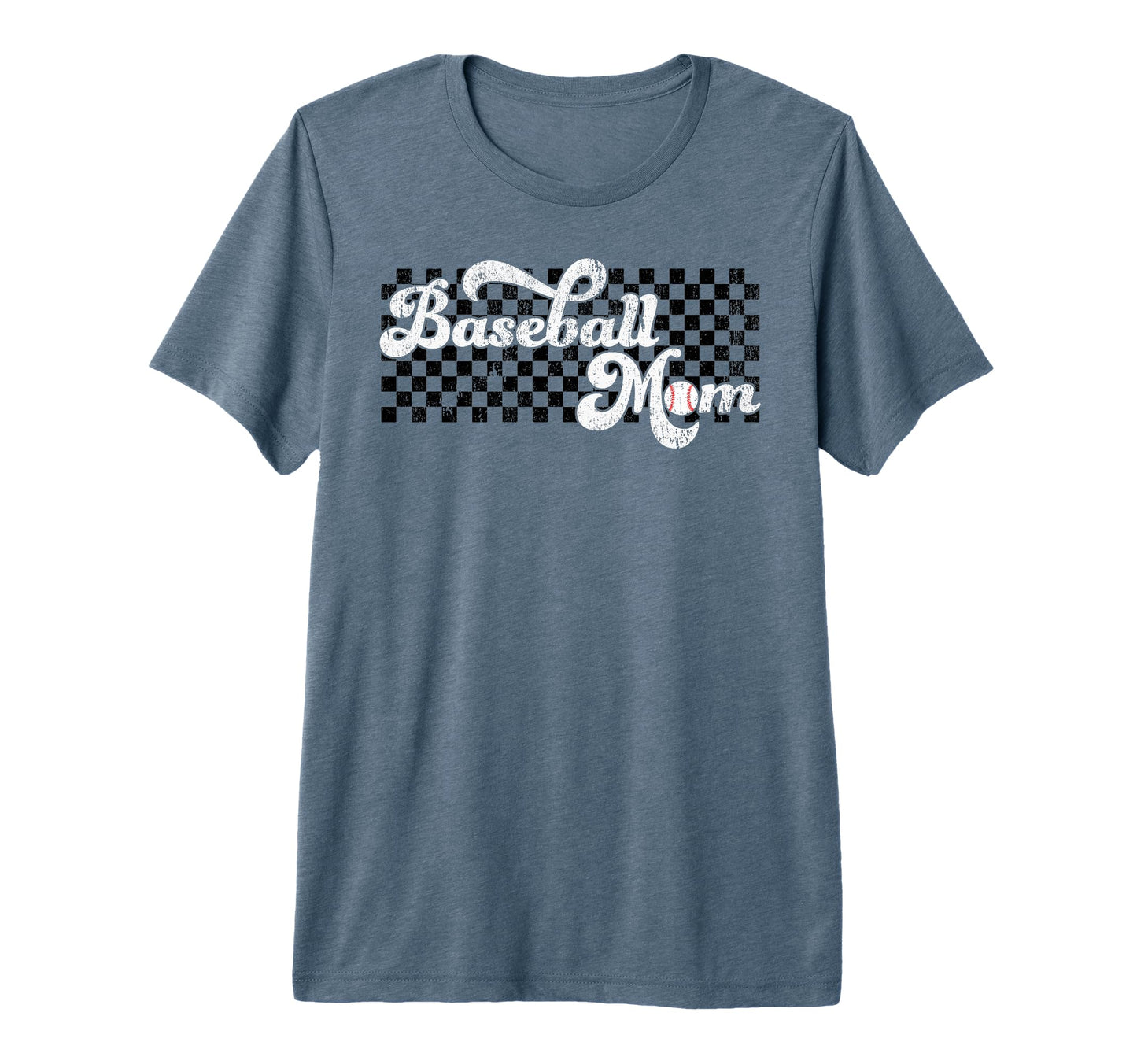 Baseball Mom Baseball Mama Checkered T-Shirt - Custom Art Print for Adults - T-Shirt, Sweatshirt, Hoodie