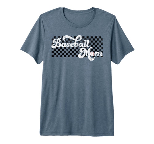 Baseball Mom Baseball Mama Checkered T-Shirt - Custom Art Print for Adults - T-Shirt, Sweatshirt, Hoodie