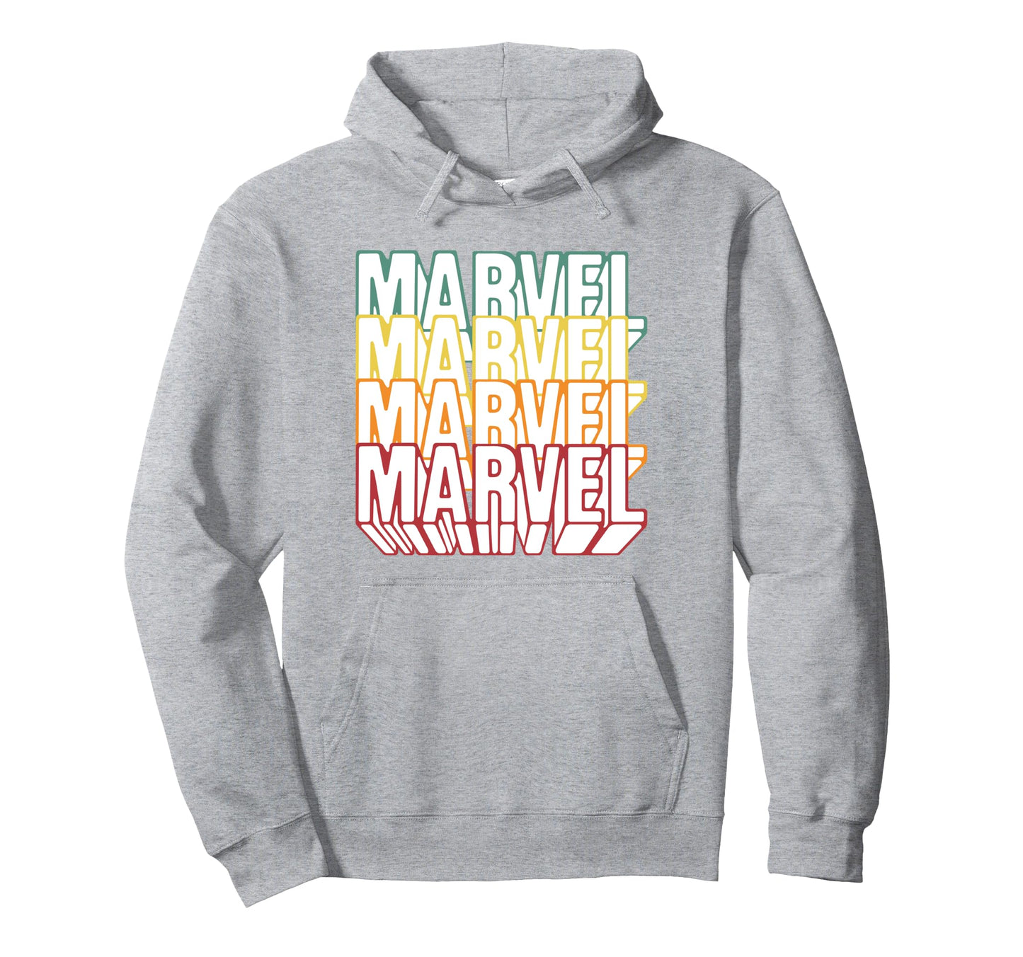 Marvel Comics Rainbow Outline 3D Logo Stack Hoodie - Trendy Graphic Unisex - T-Shirt, Sweatshirt, Hoodie
