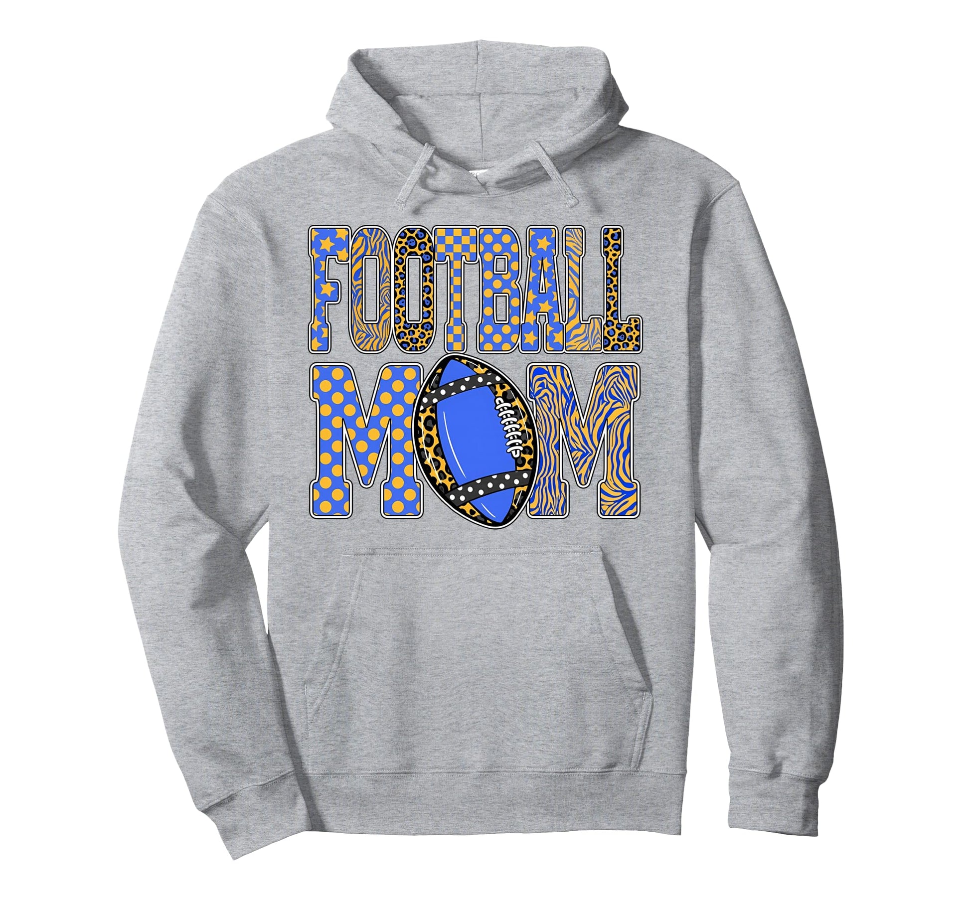 Leopard Blue Gold Checkered Football Hoodie - Graphic Print Men Women - T-Shirt, Sweatshirt, Hoodie
