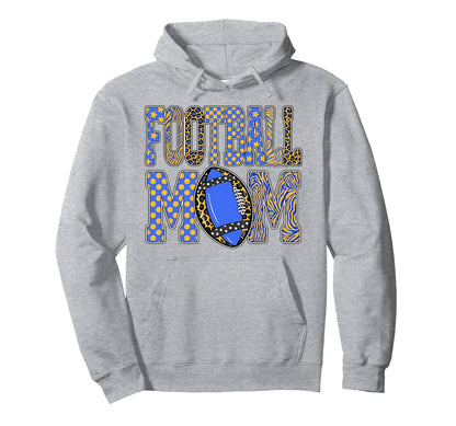 Leopard Blue Gold Checkered Football Hoodie - Graphic Print Men Women - T-Shirt, Sweatshirt, Hoodie