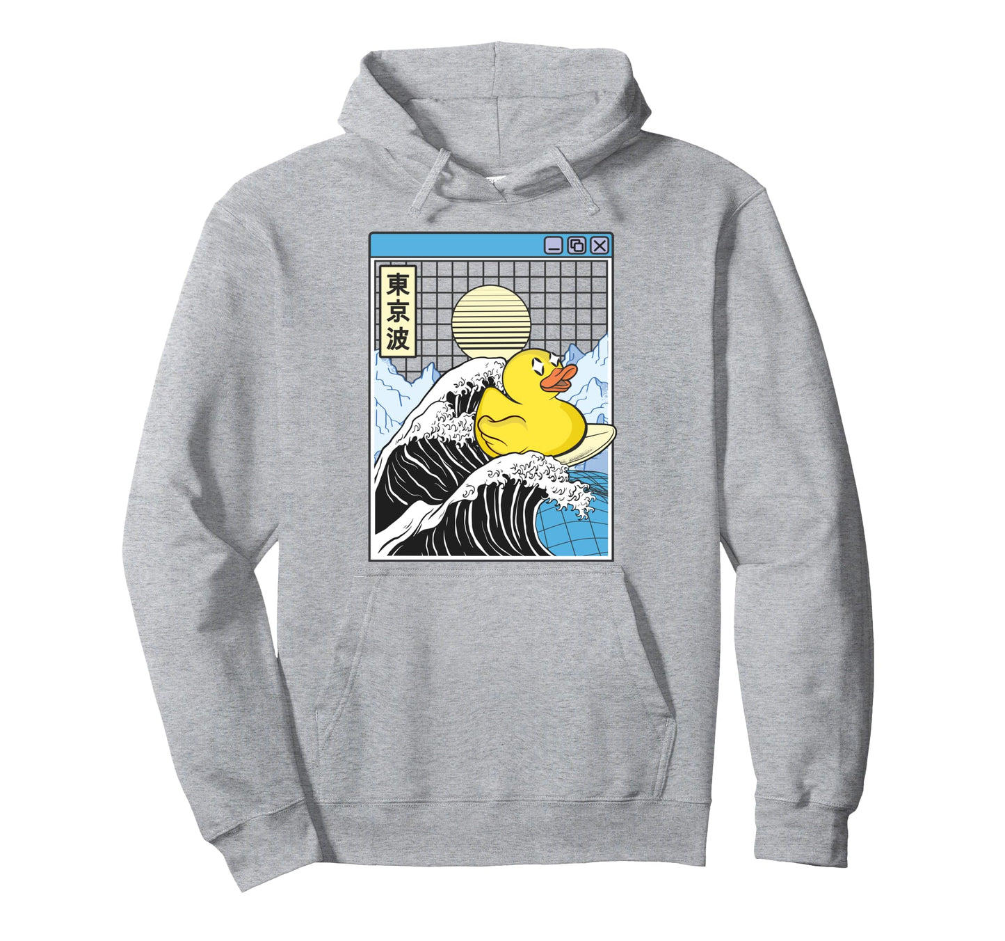 Rubber Duck Surfing Kanagawa Wave Hoodie - Unique Graphic for Adults - T-Shirt, Sweatshirt, Hoodie