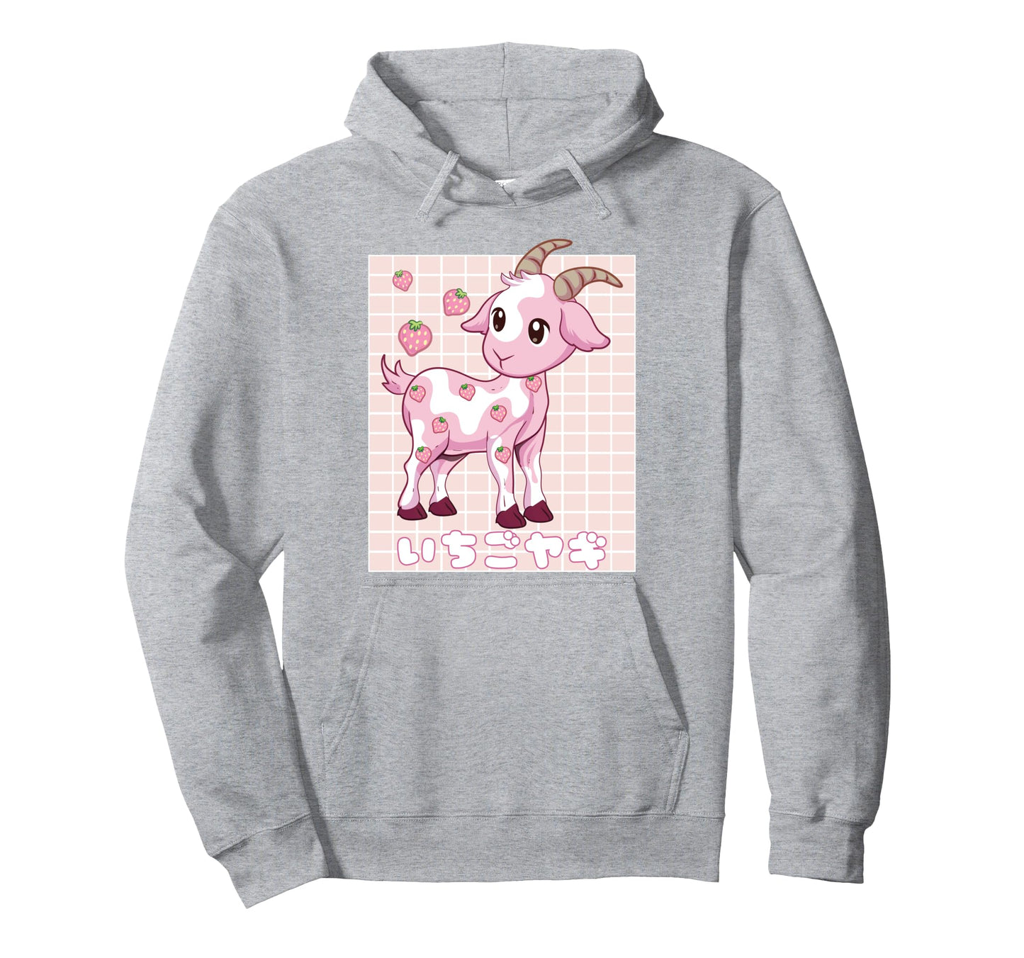 Kawaii Aesthetic Strawberry Goat Hoodie - Aesthetic Graphic for Adults - T-Shirt, Sweatshirt, Hoodie
