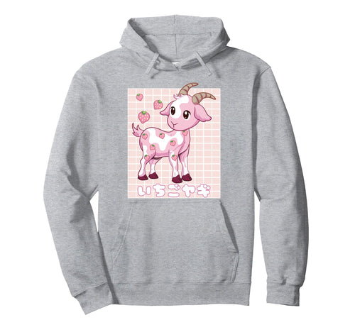 Kawaii Aesthetic Strawberry Goat Hoodie - Aesthetic Graphic for Adults - T-Shirt, Sweatshirt, Hoodie