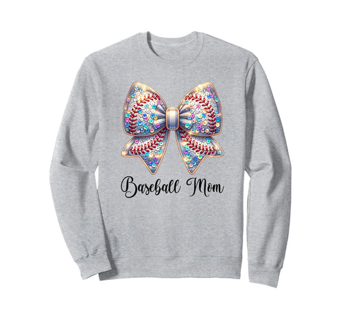 Baseball Mom Coquette Bow Sweatshirt - Novelty Apparel for Adults - T-Shirt, Sweatshirt, Hoodie