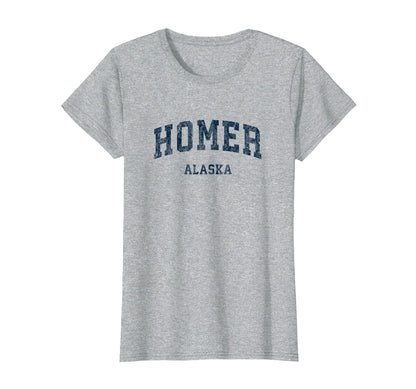 Homer Alaska Ak Varsity Sports Navy T-Shirt - Minimalist Print for Adults - T-Shirt, Sweatshirt, Hoodie