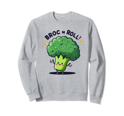 Rockin Broccoli Broc N Roll Music Sweatshirt - Unique Graphic for Adults - T-Shirt, Sweatshirt, Hoodie
