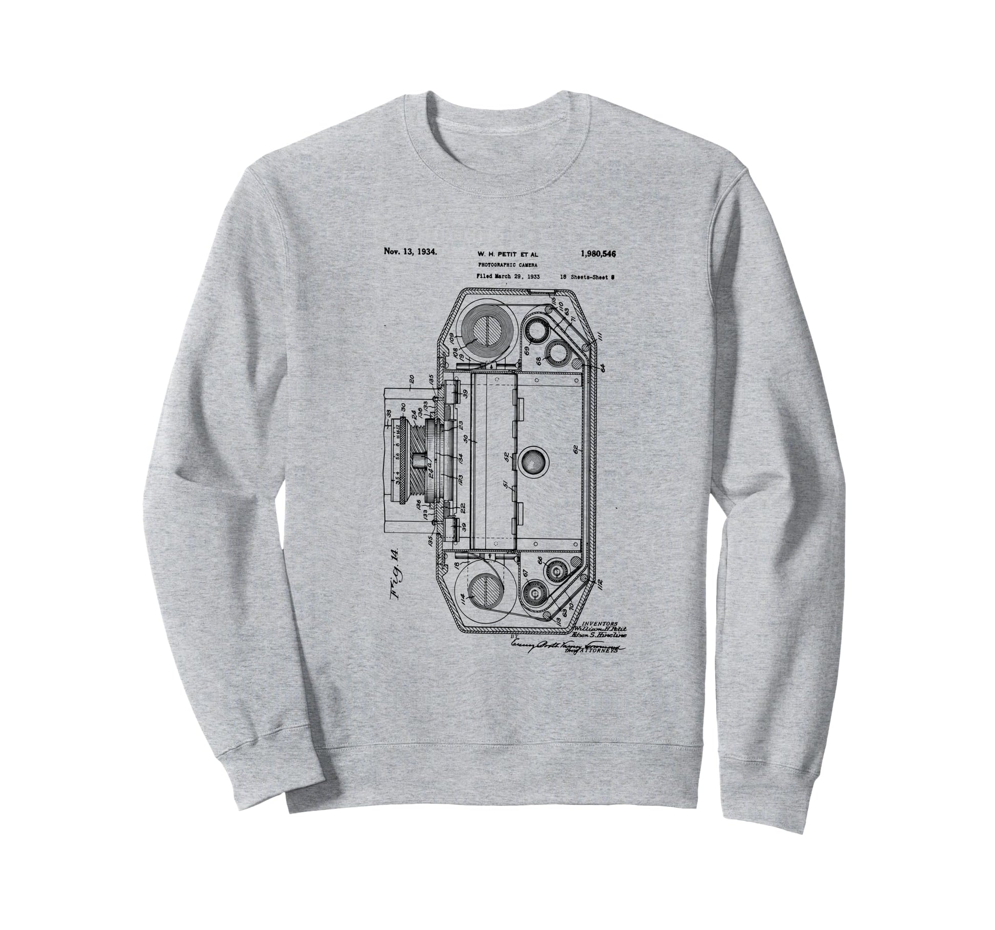 Camera Photographic Patent 1934 Sweatshirt - Aesthetic Graphic for Adults - T-Shirt, Sweatshirt, Hoodie