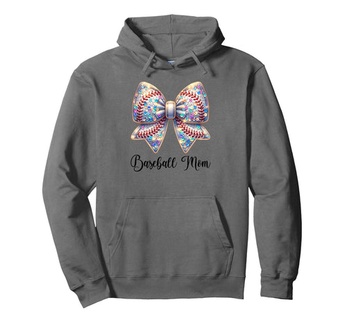 Baseball Mom Coquette Bow Hoodie - Trendy Graphic Unisex - T-Shirt, Sweatshirt, Hoodie