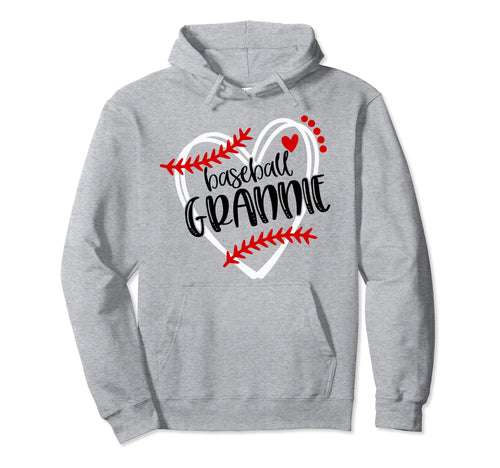 Baseball Grannie Distressed Heart Hoodie - Novelty Apparel for Adults - T-Shirt, Sweatshirt, Hoodie