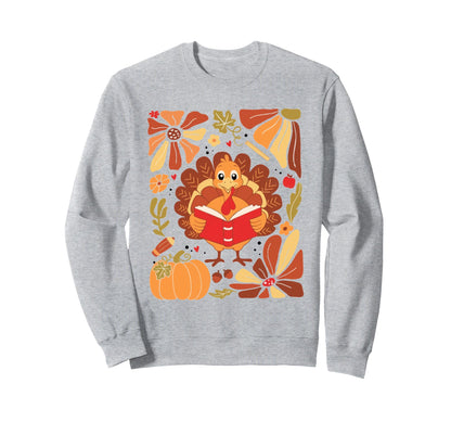 Thankful Teacher Books Turkey Sweatshirt - Casual Everyday Wear for Adults - T-Shirt, Sweatshirt, Hoodie