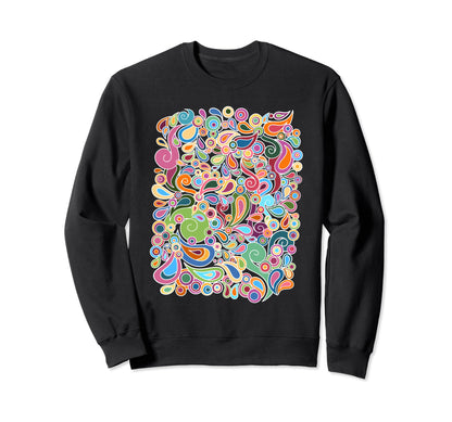 Colorful Hand Drawn Floral Boho Sweatshirt - Streetwear Style for Adults - T-Shirt, Sweatshirt, Hoodie