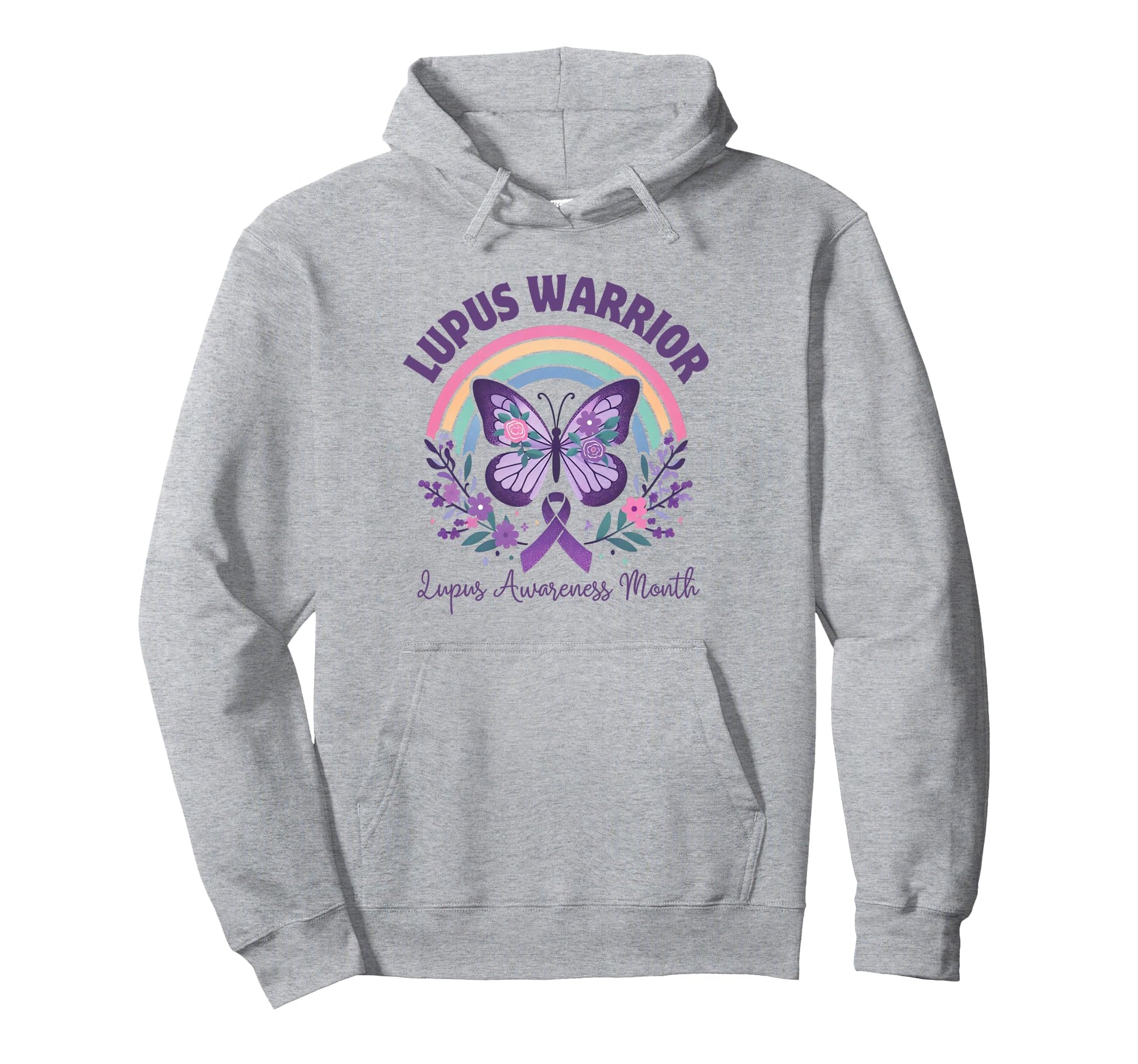 Lupus Warrior Purple Butterfly Hoodie - Fun Novelty Design for Adults - T-Shirt, Sweatshirt, Hoodie