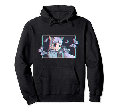 Vaporwave Anime Neko Waifu Aesthetic Hoodie - Streetwear Style Men Women - T-Shirt, Sweatshirt, Hoodie