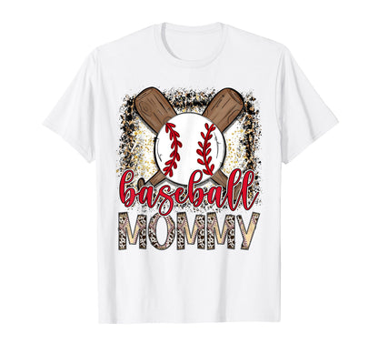 Baseball Mommy Leopard Proud Ball Mommy T-Shirt - Aesthetic Graphic Unisex - T-Shirt, Sweatshirt, Hoodie