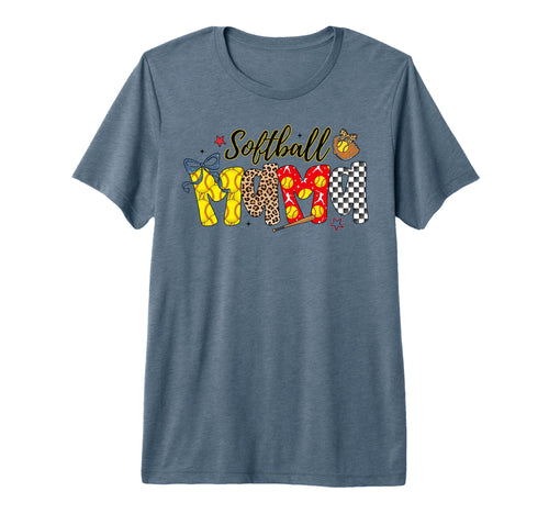 Checkered Softball Mama Coquette Bow T-Shirt - Casual Everyday Wear Unisex - T-Shirt, Sweatshirt, Hoodie