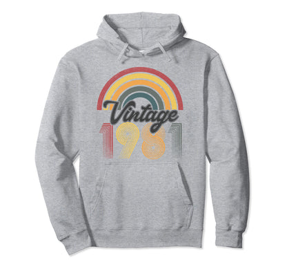 1981 42Nd Birthday Gift Rainbow Hoodie - Aesthetic Graphic for Adults - T-Shirt, Sweatshirt, Hoodie