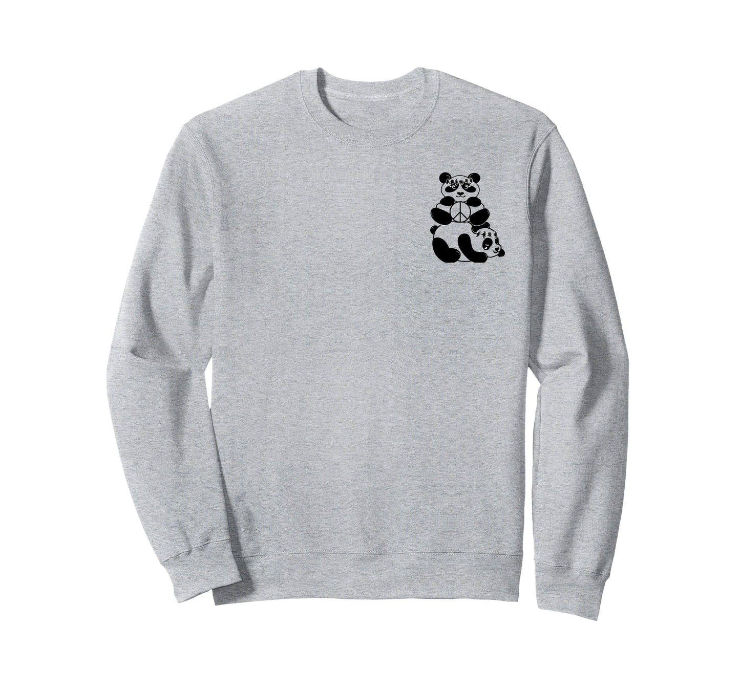 Chill Pandas Love And Peace Flower Sweatshirt - Aesthetic Graphic Unisex - T-Shirt, Sweatshirt, Hoodie