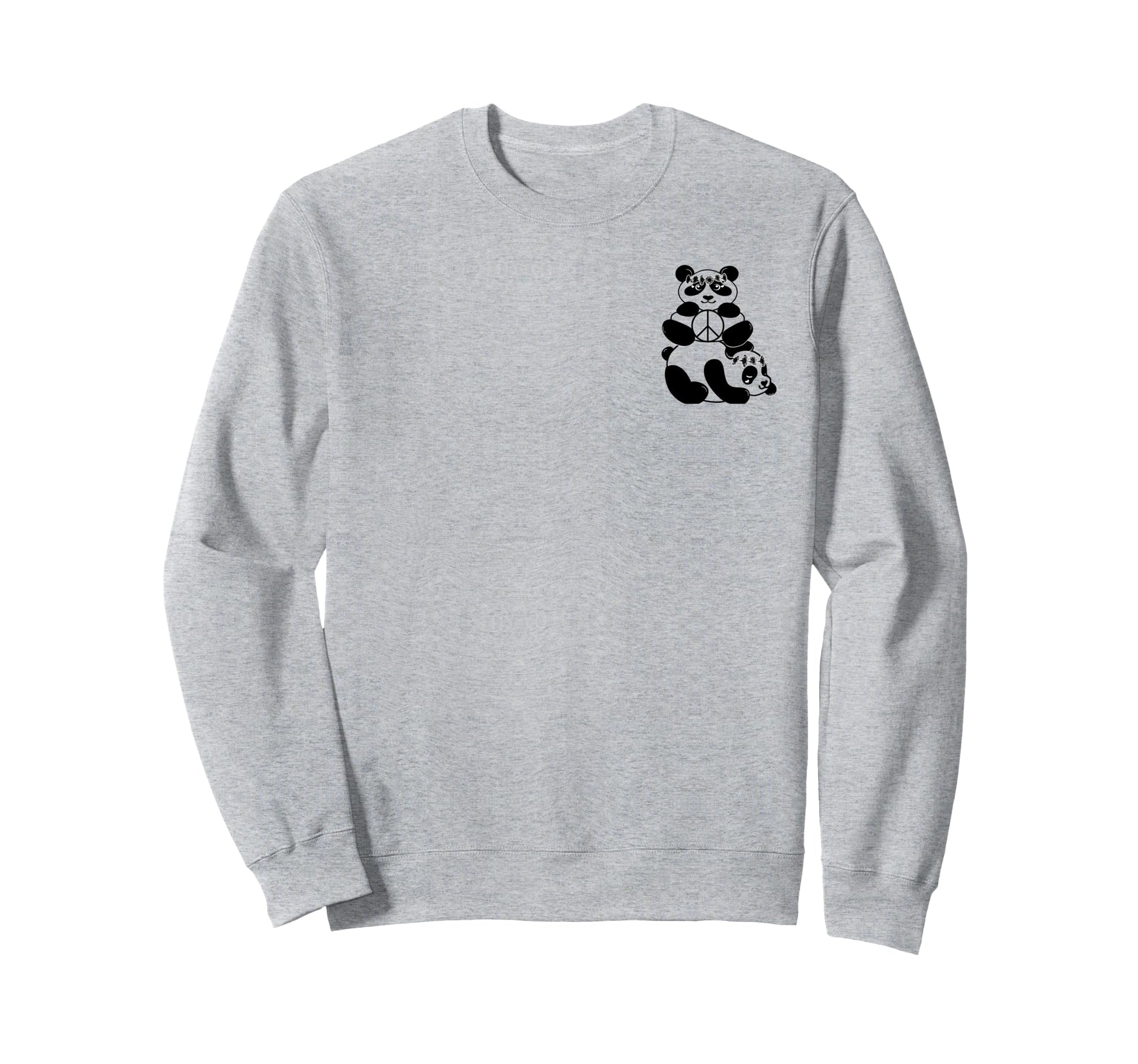 Chill Pandas Love And Peace Flower Sweatshirt - Aesthetic Graphic Unisex - T-Shirt, Sweatshirt, Hoodie