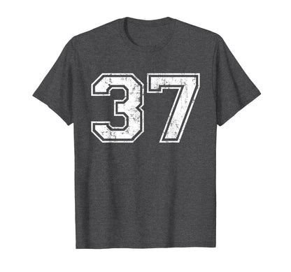 Number 37 Varsity Distressed T-Shirt - Casual Everyday Wear for Adults - T-Shirt, Sweatshirt, Hoodie