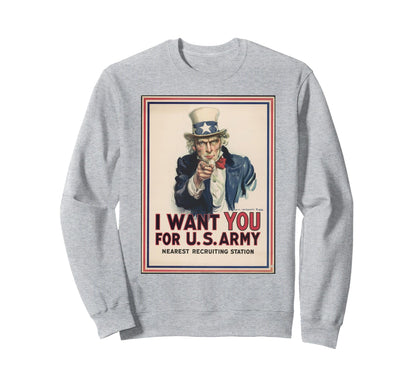 Uncle Sam Pointing Americana Sweatshirt - Casual Everyday Wear Men Women - T-Shirt, Sweatshirt, Hoodie