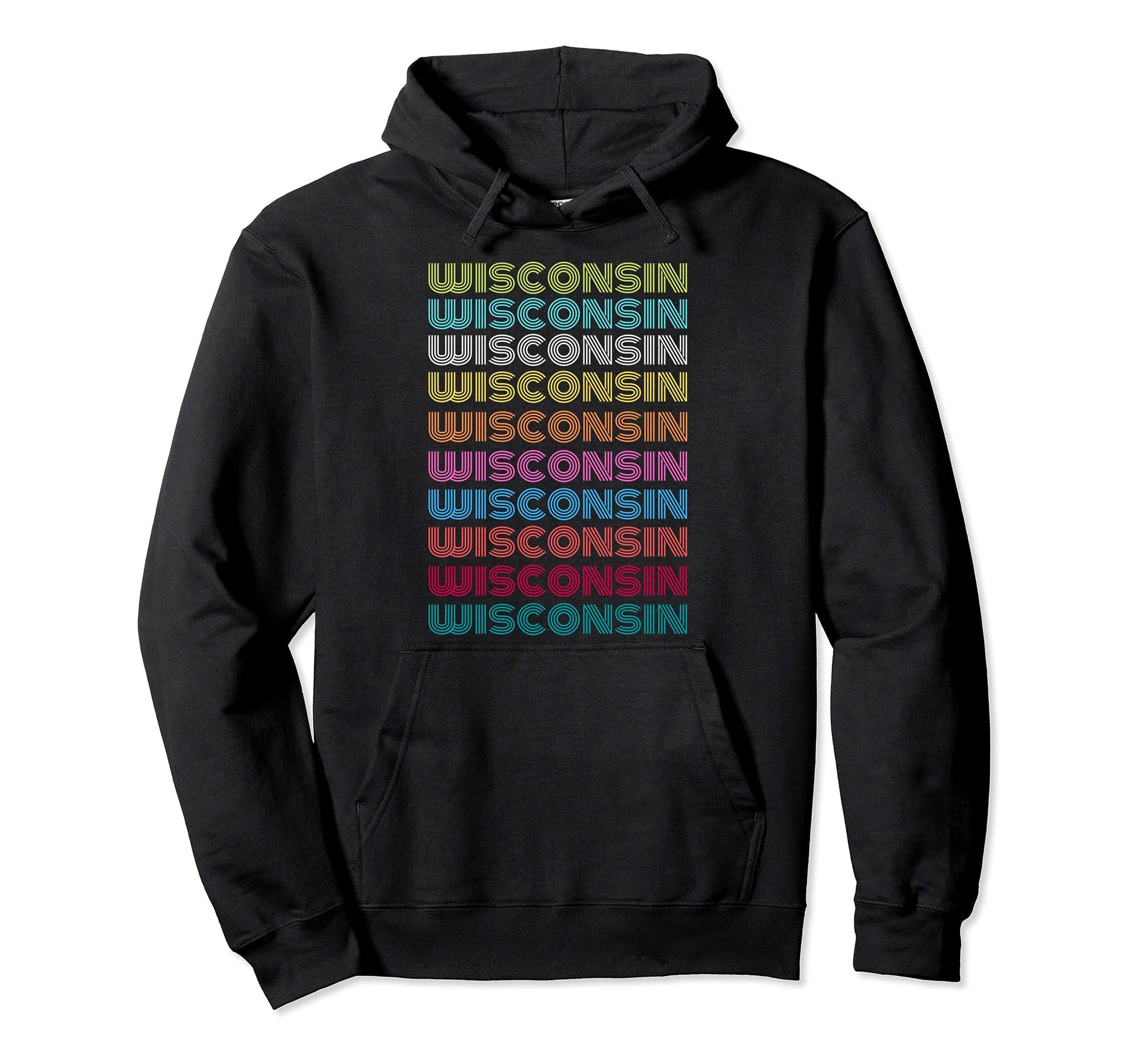 Wisconsin Badger State Usa Rainbow Hoodie - Novelty Apparel Men Women - T-Shirt, Sweatshirt, Hoodie