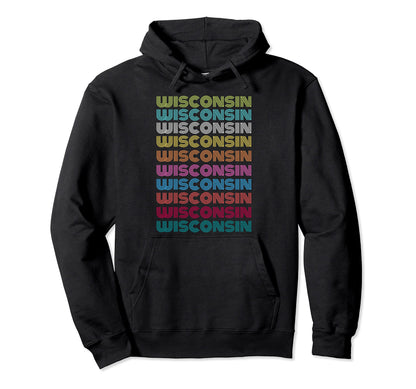 Wisconsin Badger State Usa Rainbow Hoodie - Novelty Apparel Men Women - T-Shirt, Sweatshirt, Hoodie