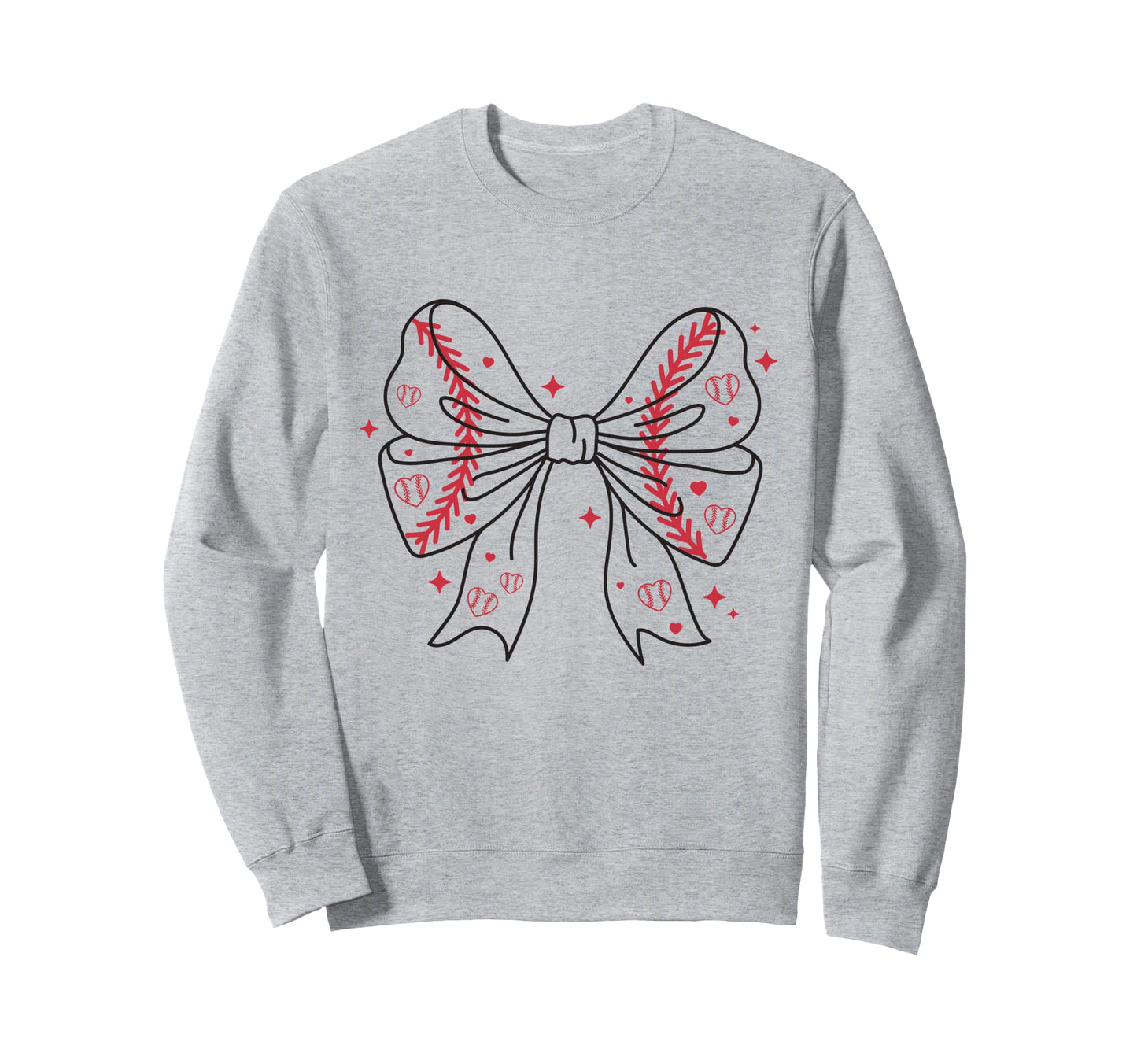 Baseball Bow Stitches And Hearts Sweatshirt - Aesthetic Graphic for Adults - T-Shirt, Sweatshirt, Hoodie