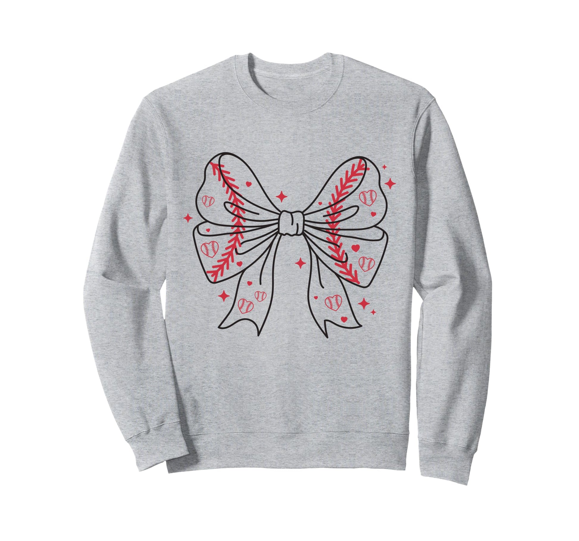 Baseball Bow Stitches And Hearts Sweatshirt - Aesthetic Graphic for Adults - T-Shirt, Sweatshirt, Hoodie