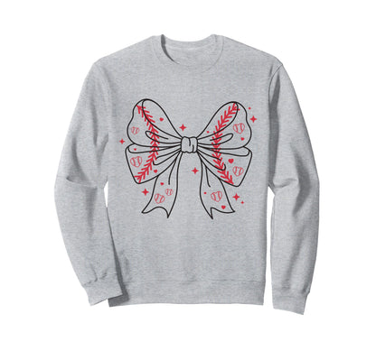 Baseball Bow Stitches And Hearts Sweatshirt - Aesthetic Graphic for Adults - T-Shirt, Sweatshirt, Hoodie