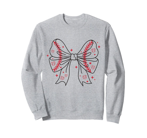 Baseball Bow Stitches And Hearts Sweatshirt - Aesthetic Graphic for Adults - T-Shirt, Sweatshirt, Hoodie