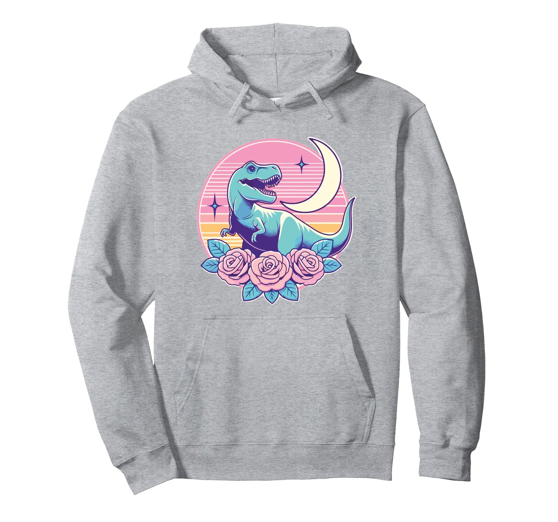 Pastel Dinosaur T Rex Moon And Hoodie - Casual Everyday Wear for Adults - T-Shirt, Sweatshirt, Hoodie