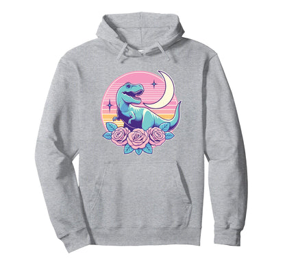 Pastel Dinosaur T Rex Moon And Hoodie - Casual Everyday Wear for Adults - T-Shirt, Sweatshirt, Hoodie