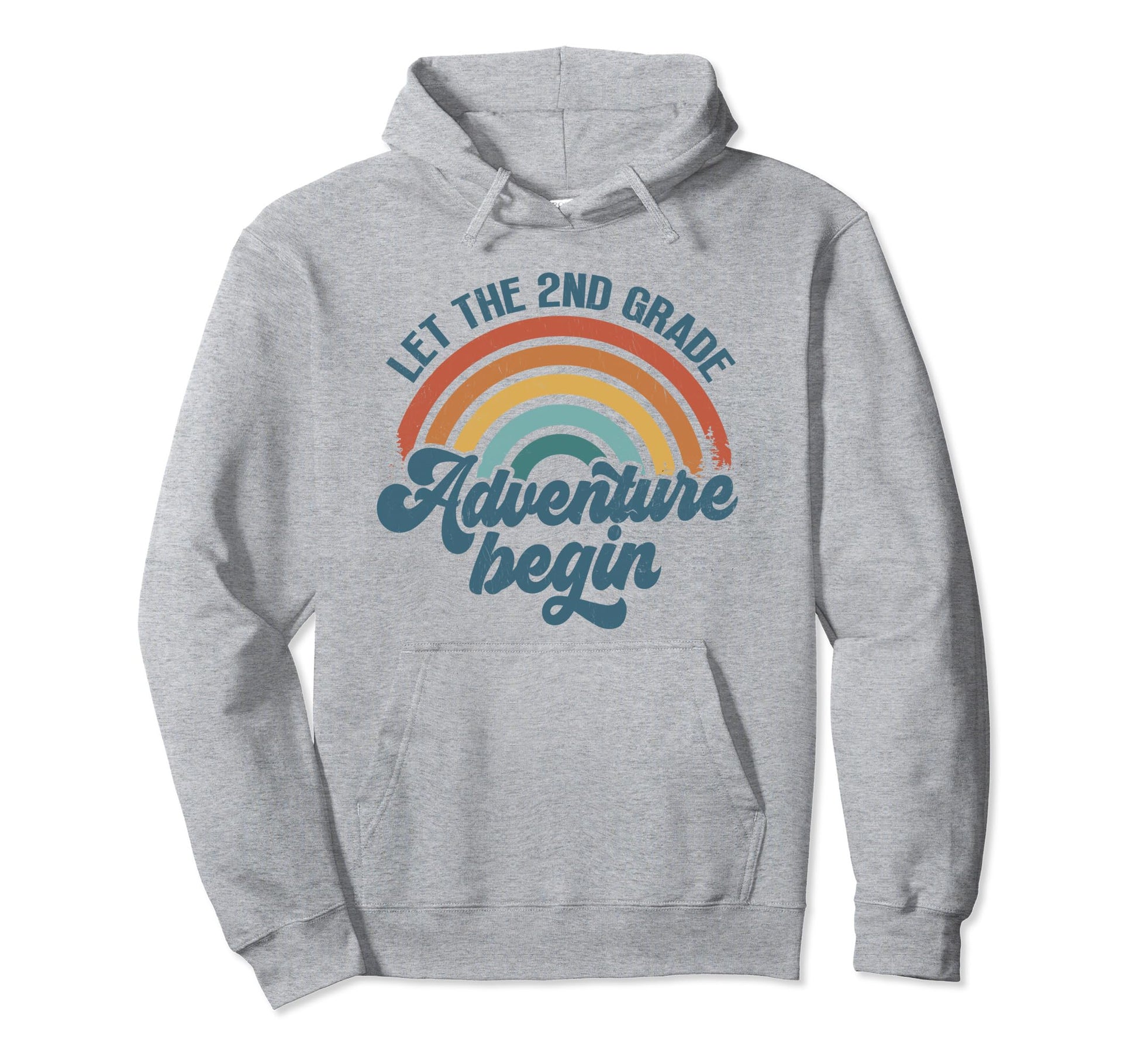 Let 2Nd Grade Adventure Begin Groovy Hoodie - Minimalist Print Unisex - T-Shirt, Sweatshirt, Hoodie