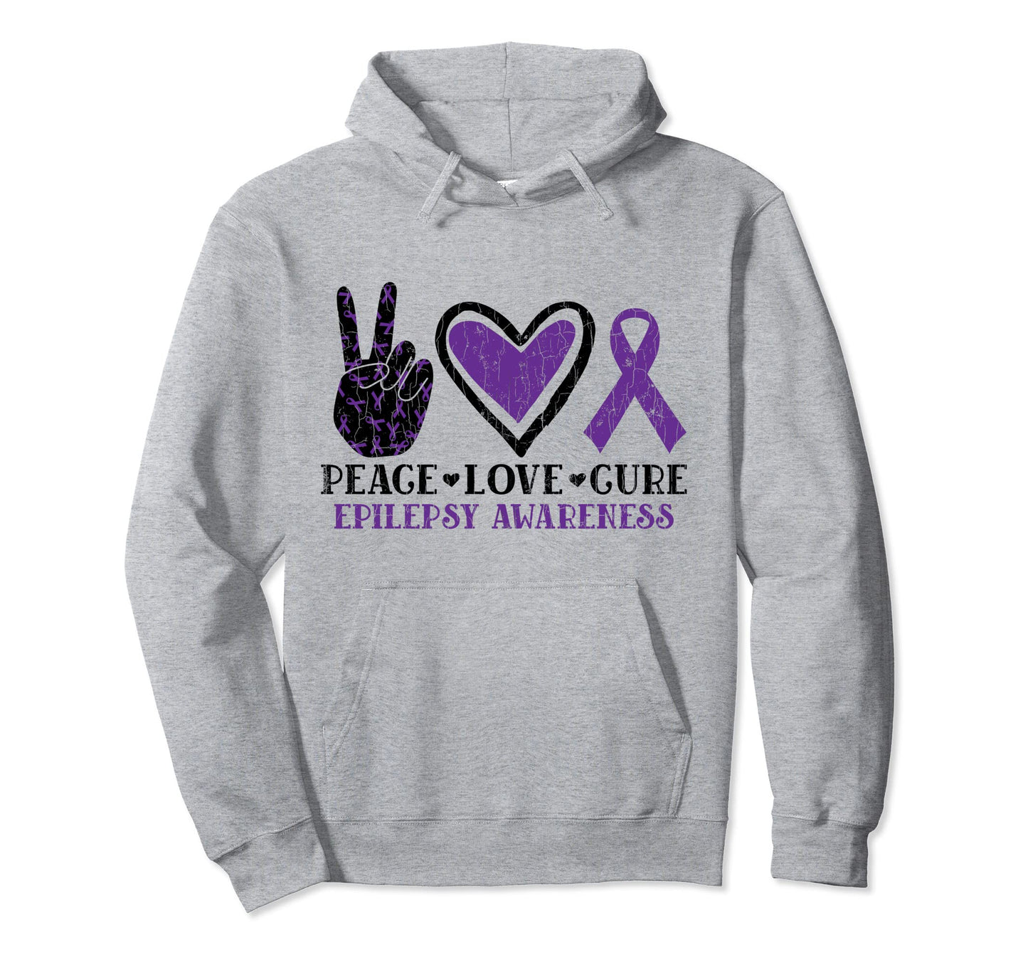 Peace Love Cure Epilepsy Awareness Month Hoodie - Graphic Print Men Women - T-Shirt, Sweatshirt, Hoodie