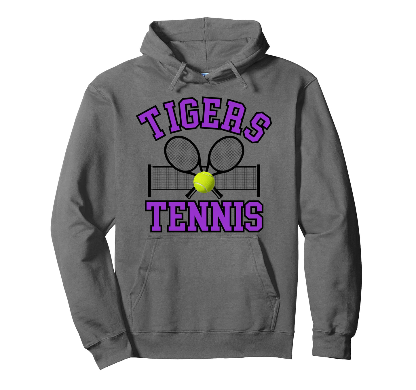 Tigers Tennis Mom Game Day Sports Purple Hoodie - Custom Art Print Unisex - T-Shirt, Sweatshirt, Hoodie