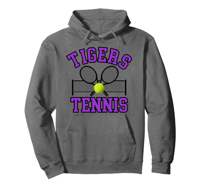 Tigers Tennis Mom Game Day Sports Purple Hoodie - Custom Art Print Unisex - T-Shirt, Sweatshirt, Hoodie