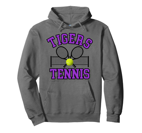 Tigers Tennis Mom Game Day Sports Purple Hoodie - Custom Art Print Unisex - T-Shirt, Sweatshirt, Hoodie