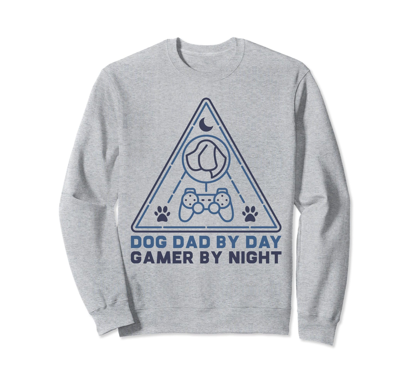 Dog Dad Day Gamer Night Triangle Sweatshirt - Custom Art Print for Adults - T-Shirt, Sweatshirt, Hoodie