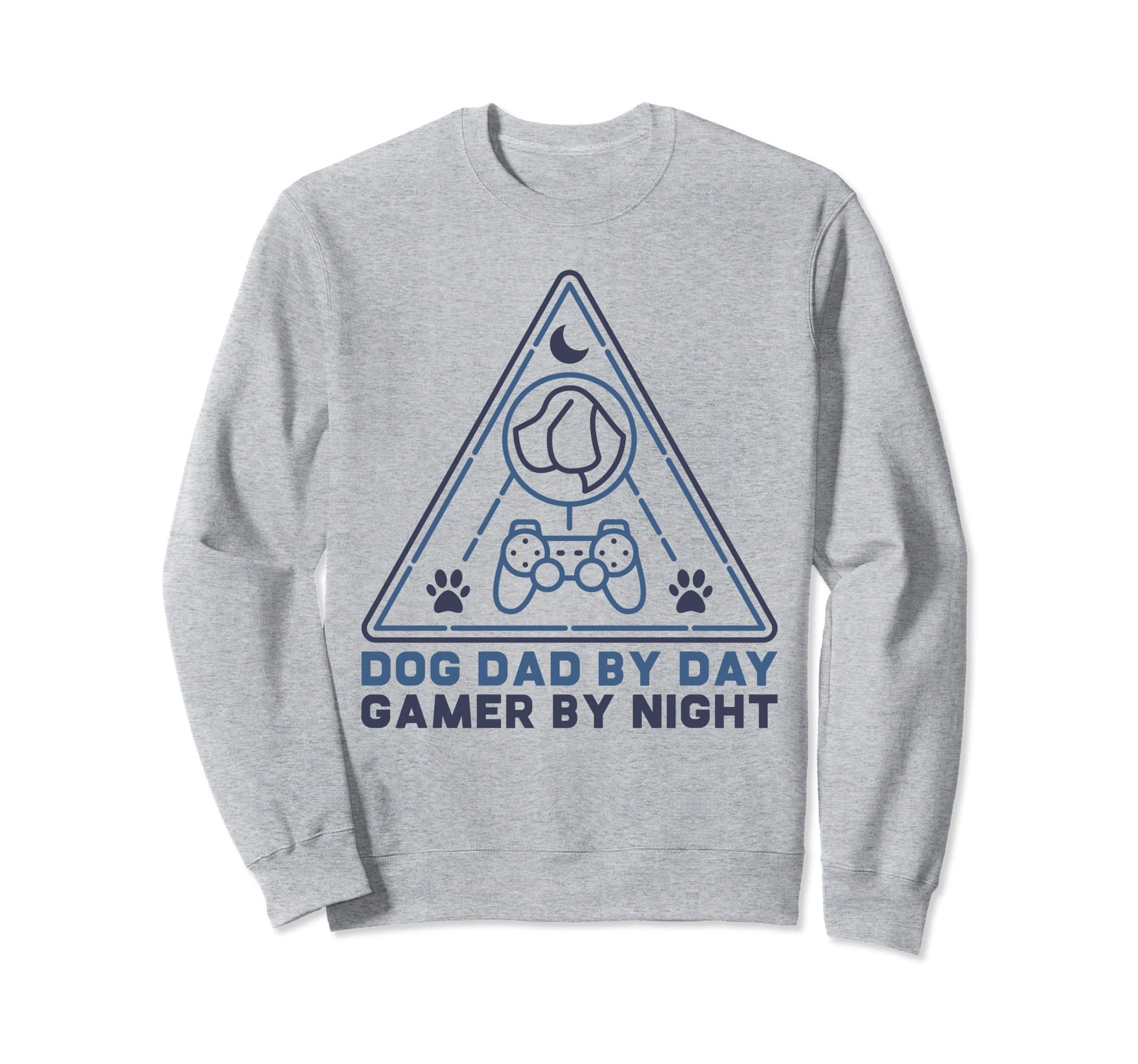 Dog Dad Day Gamer Night Triangle Sweatshirt - Custom Art Print for Adults - T-Shirt, Sweatshirt, Hoodie
