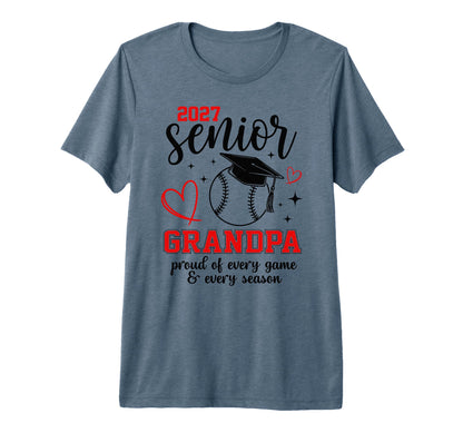 2027 Senior Baseball Grandpa Proud T-Shirt - Aesthetic Graphic Unisex - T-Shirt, Sweatshirt, Hoodie