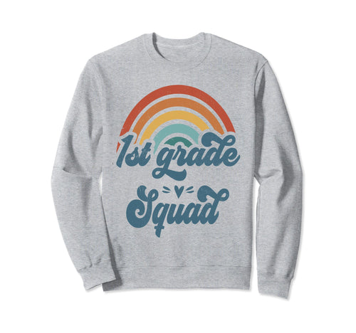 1St Grade Squad Groovy Rainbow Sweatshirt - Minimalist Print for Adults - T-Shirt, Sweatshirt, Hoodie