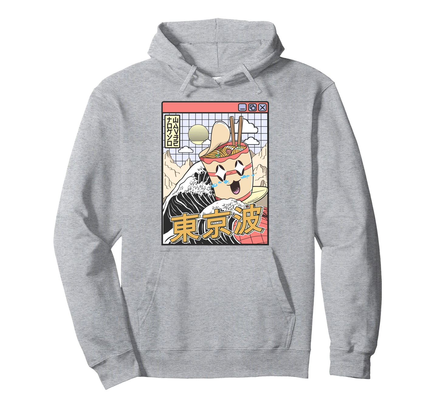 Instant Ramen Noodles Surfing Japanese Hoodie - Trendy Graphic for Adults - T-Shirt, Sweatshirt, Hoodie