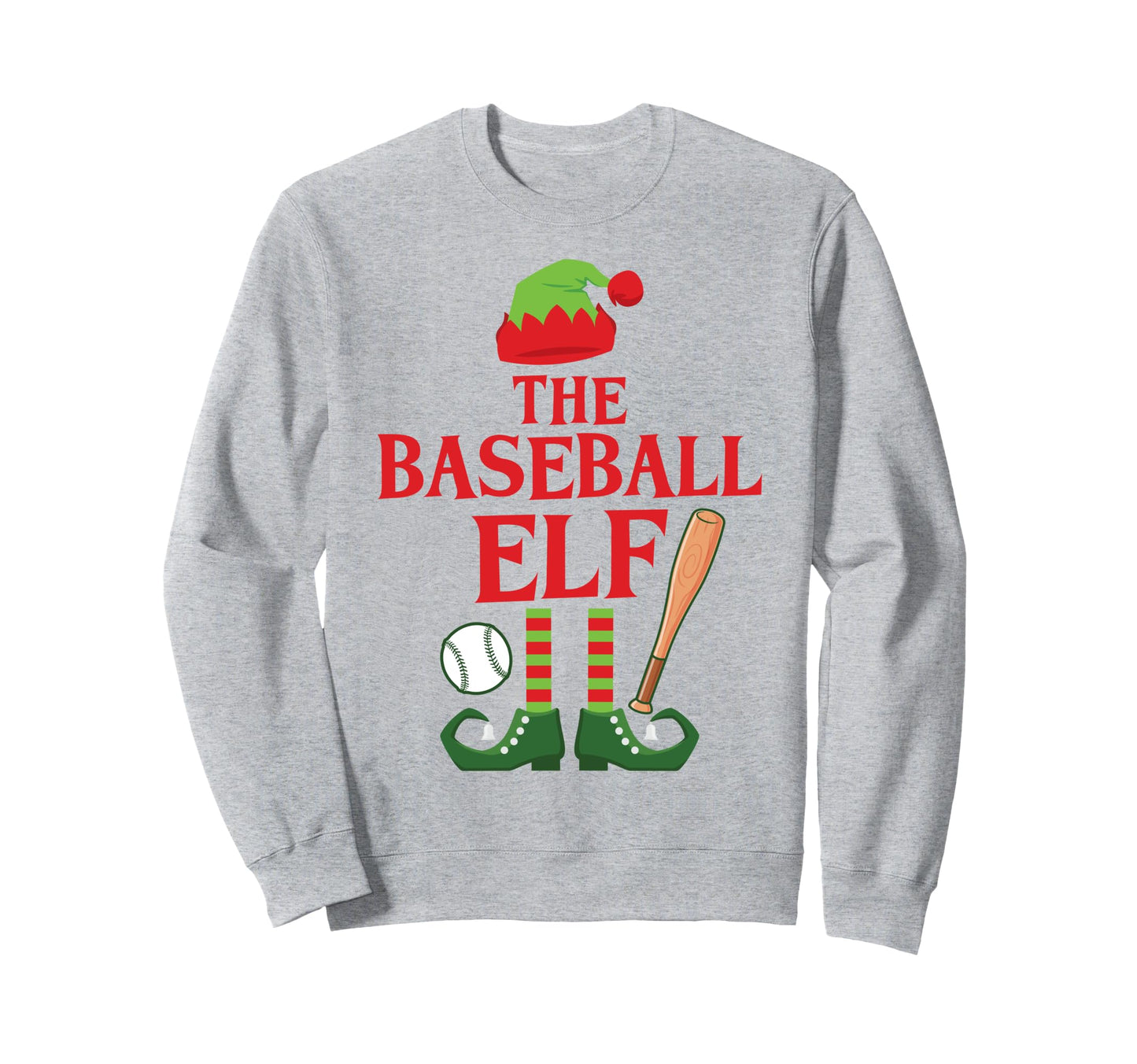 Baseball Elf Family Group Matching Sweatshirt - Trendy Graphic for Adults - T-Shirt, Sweatshirt, Hoodie