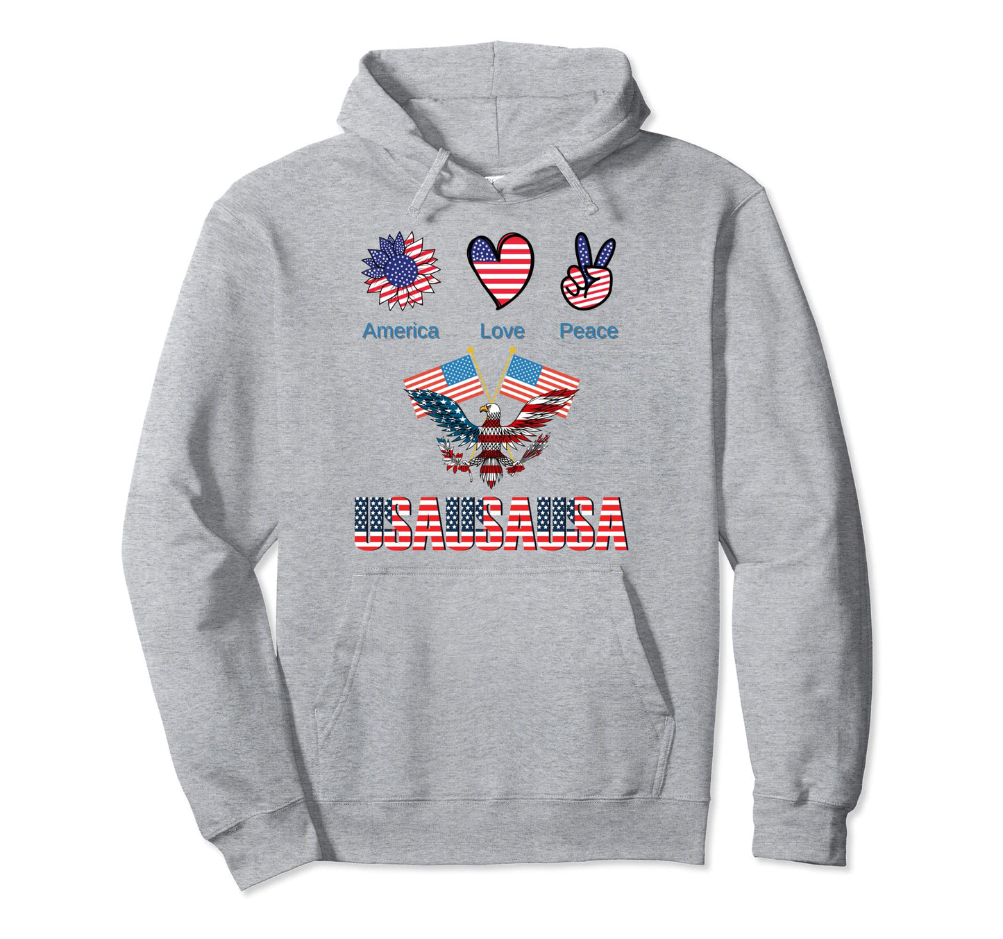 America Usa Flag America Love Peace Hoodie - Graphic Print Unisex - T-Shirt, Sweatshirt, Hoodie