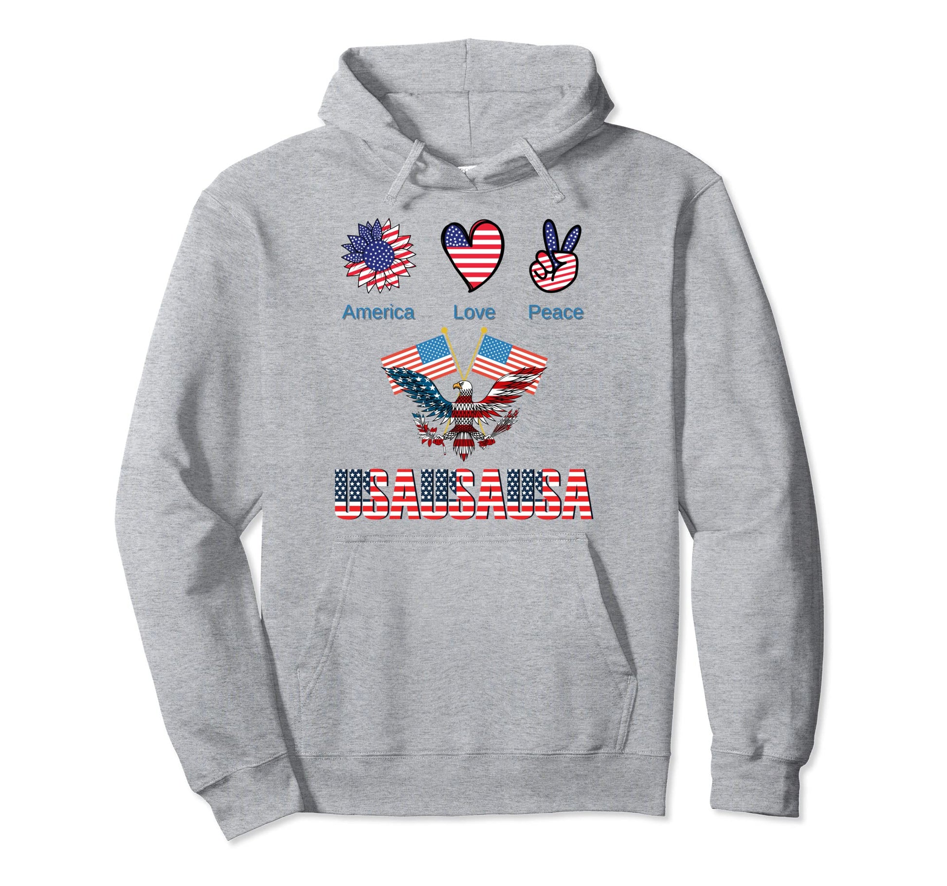 America Usa Flag America Love Peace Hoodie - Graphic Print Unisex - T-Shirt, Sweatshirt, Hoodie