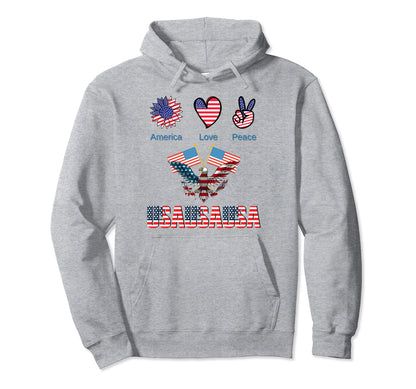 America Usa Flag America Love Peace Hoodie - Graphic Print Unisex - T-Shirt, Sweatshirt, Hoodie