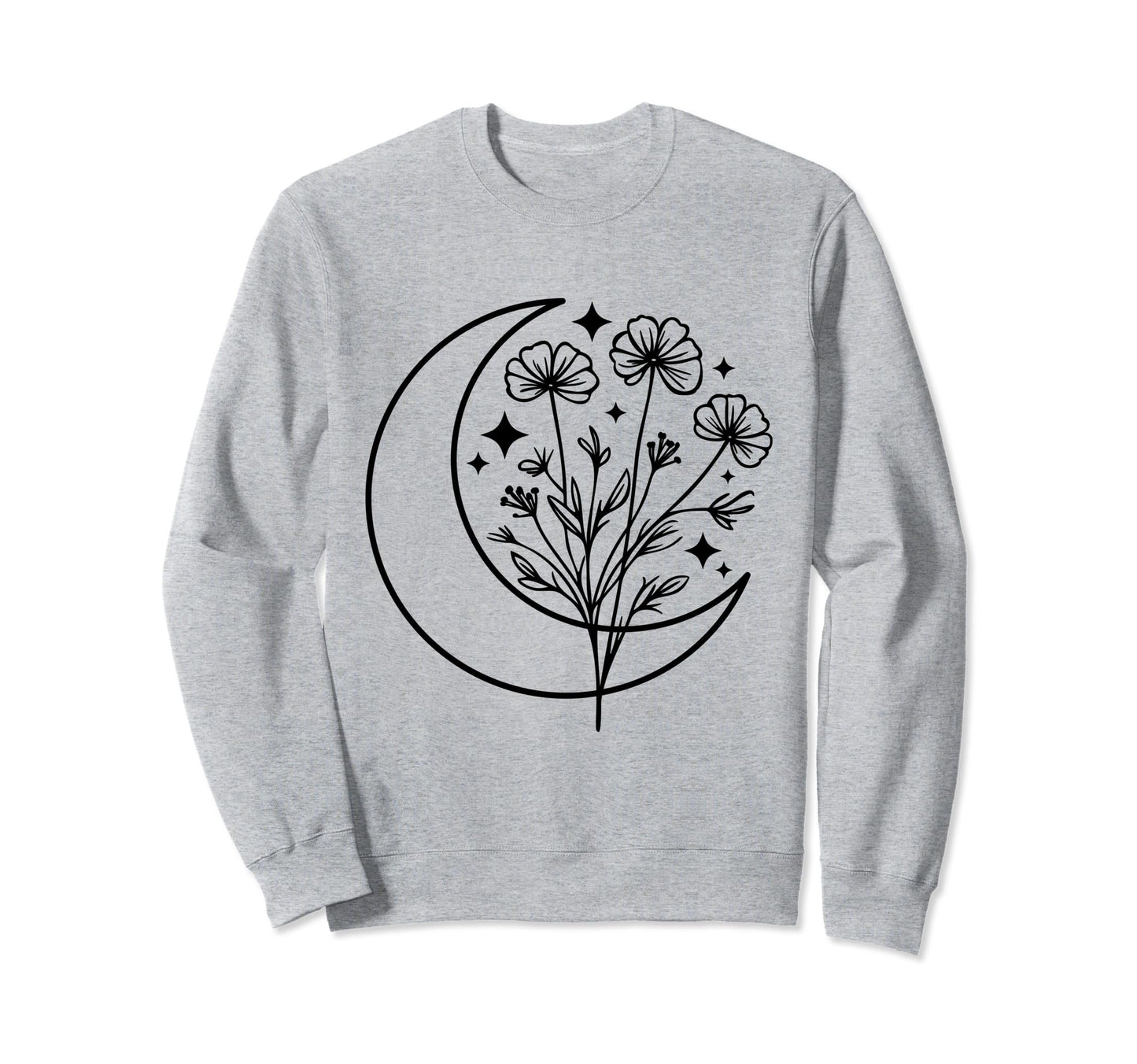 Wildflower Crescent Moon Floral Sweatshirt - Fun Novelty Design Men Women - T-Shirt, Sweatshirt, Hoodie